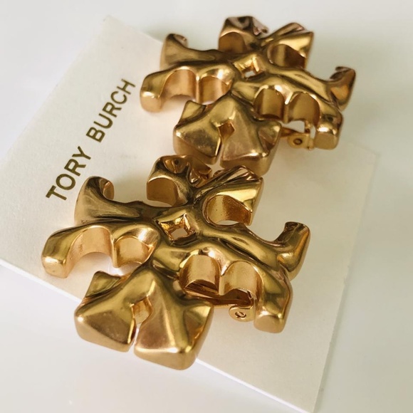 NEW Tory Burch OVERSIZED Roxanne Clip On T-Logo Earrings - Picture 4 of 7